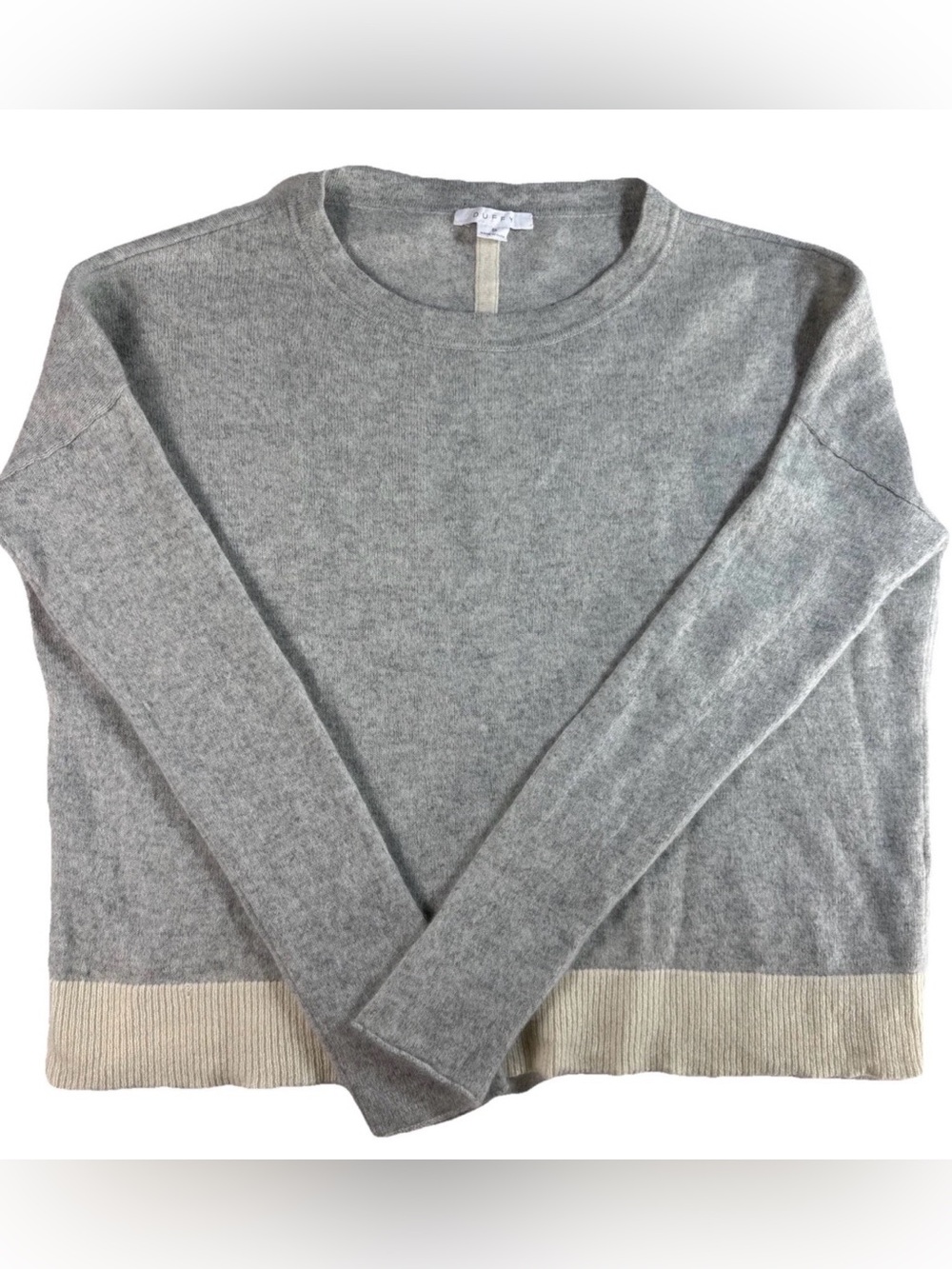 Duffy 100% Cashmere Gray/Beige Two-tone Sweater Ladies Small